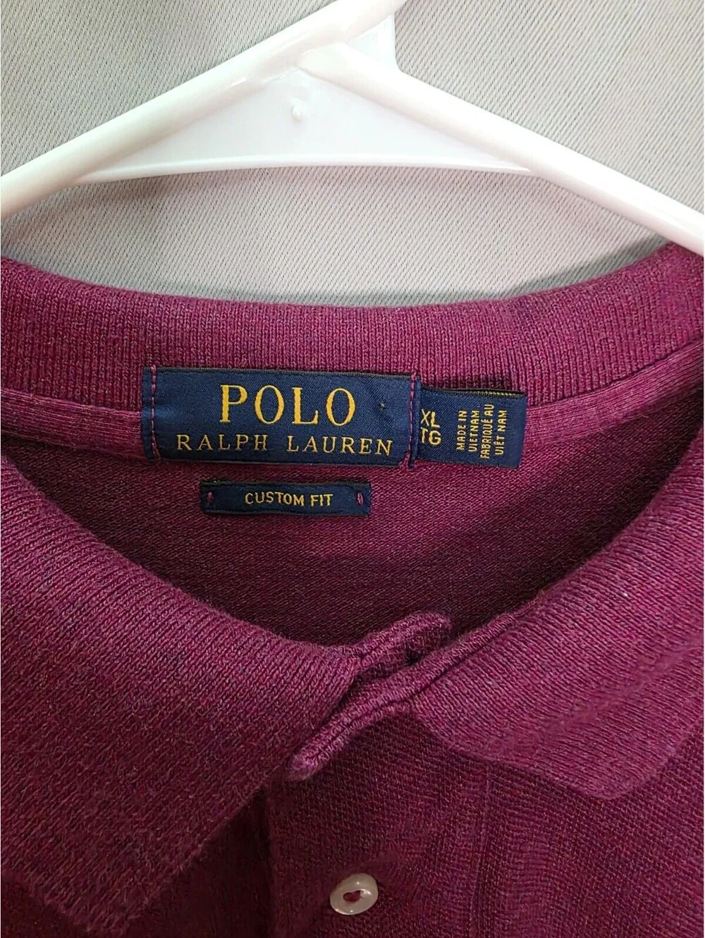 Polo Ralph Lauren Mens Custom Slim Fit Polo in Burgundy Red XL